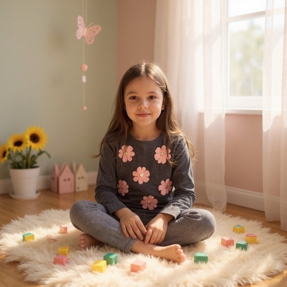 kate spade Other - Kate Spade Girls Sz 14y sweater Cotton embroidered flowers sequins pink grey NWT